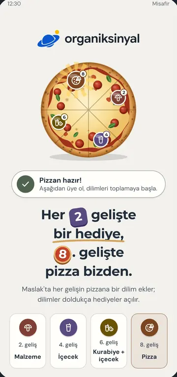 Login screen of the loyalty app we built for a pizzeria; the brand name was changed to organiksinyal as an example